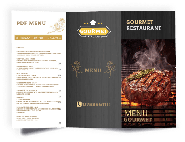 gourment restaurant explore menu
